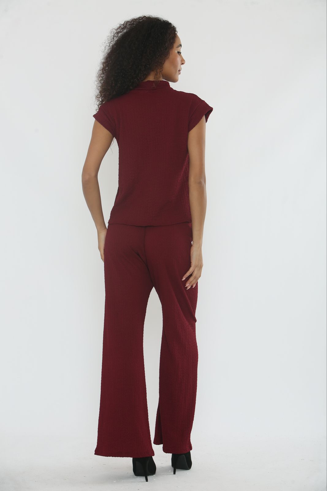 V-Neck Cheesecloth Gold Button Co-Ord Suit