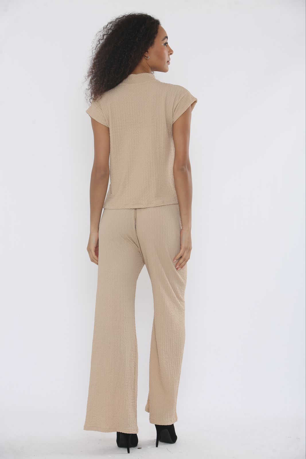 V-Neck Cheesecloth Gold Button Co-Ord Suit