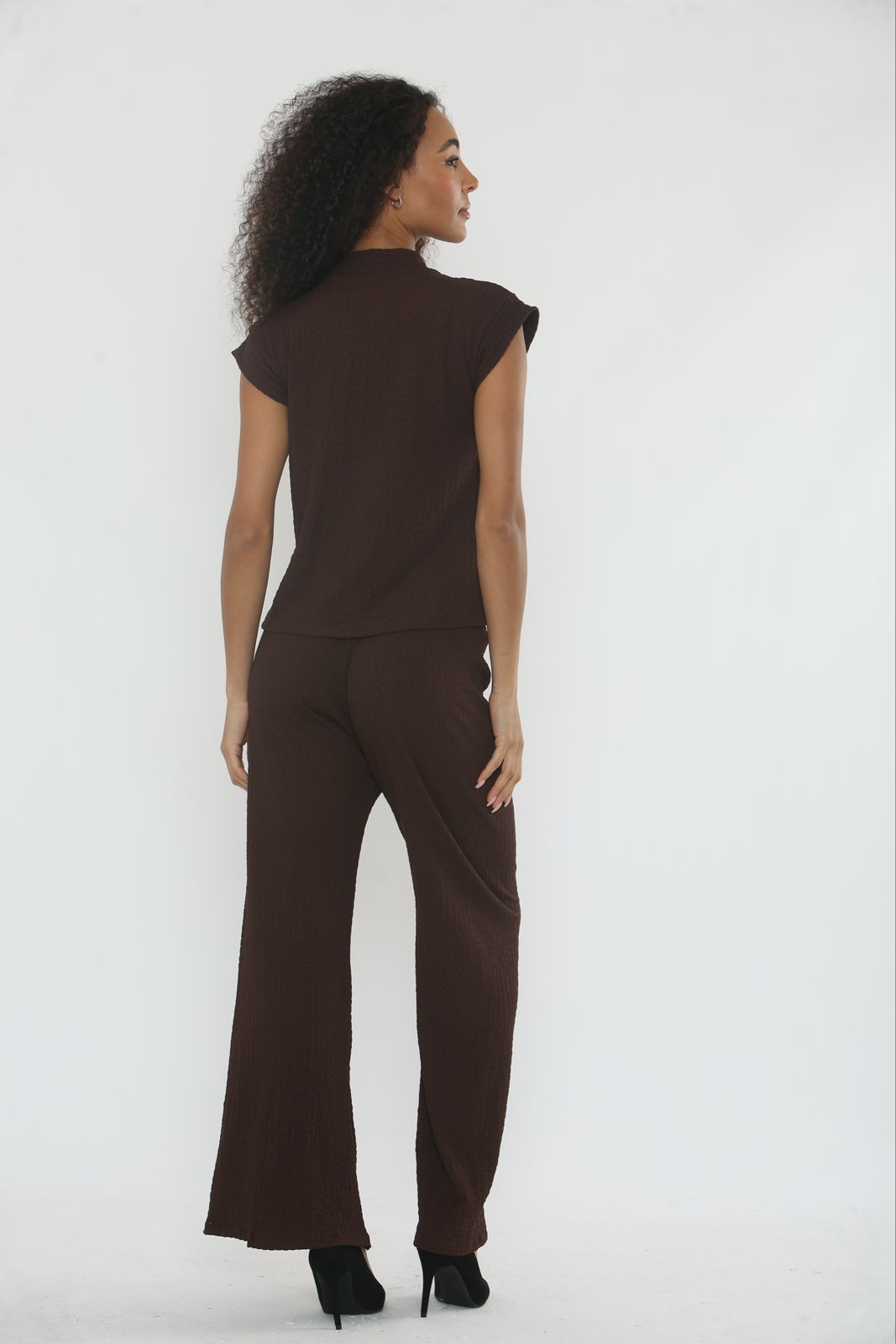 V-Neck Cheesecloth Gold Button Co-Ord Suit