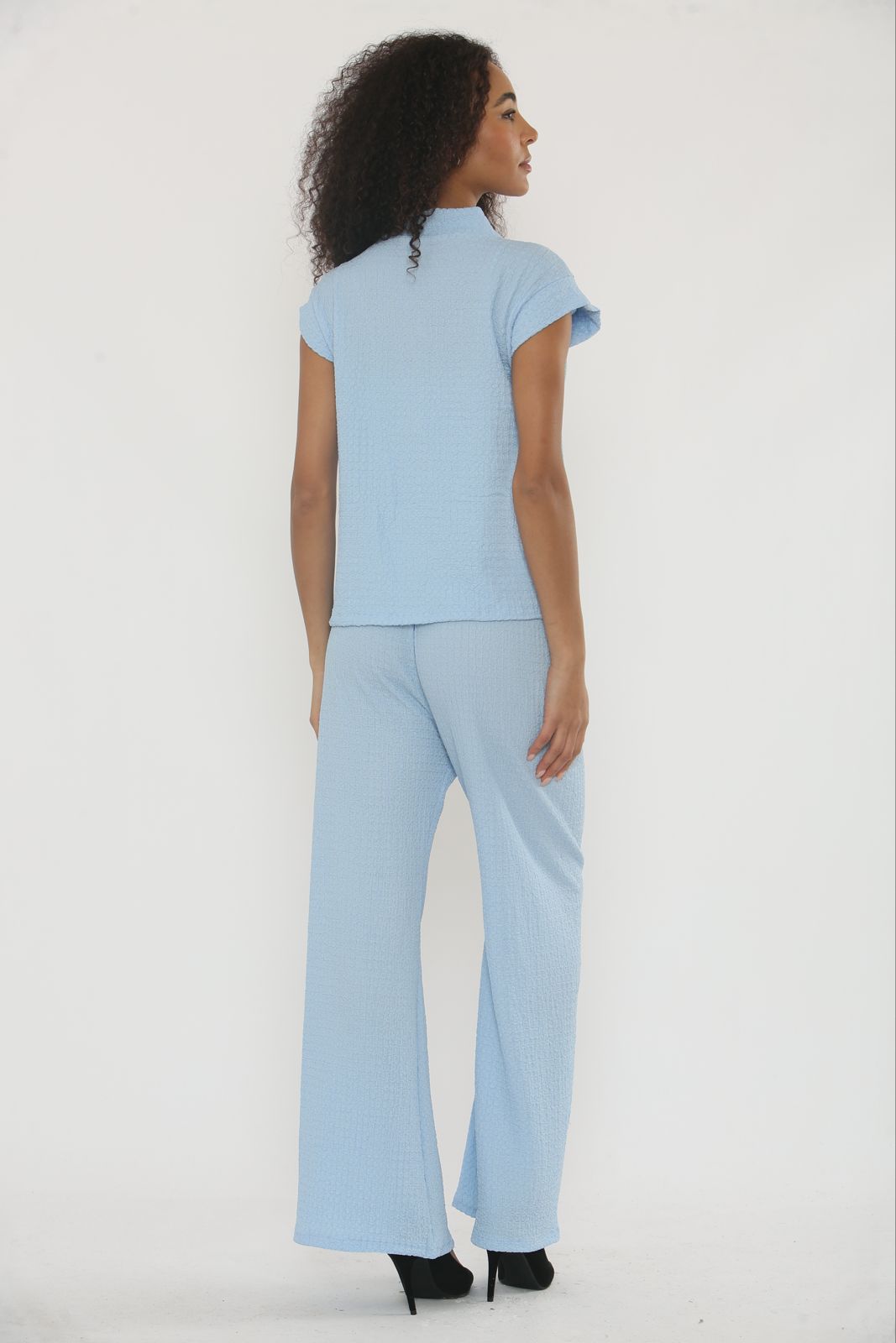 V-Neck Cheesecloth Gold Button Co-Ord Suit