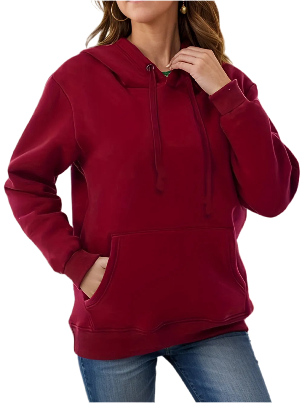 Drawstring Long Sleeve Hoodie with Kangaroo Pocket