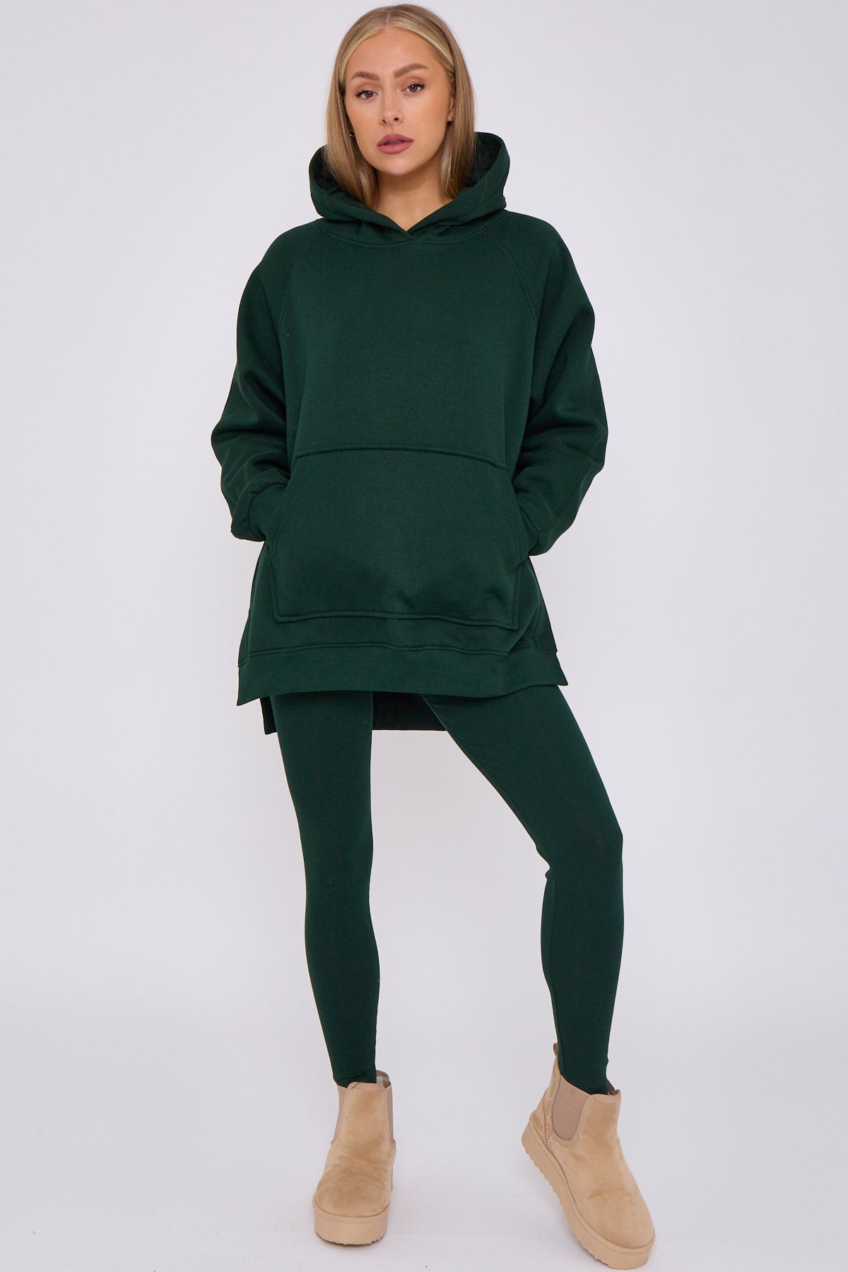 Oversized Split Sides Hoodie & Ribbed Leggings Co-ord
