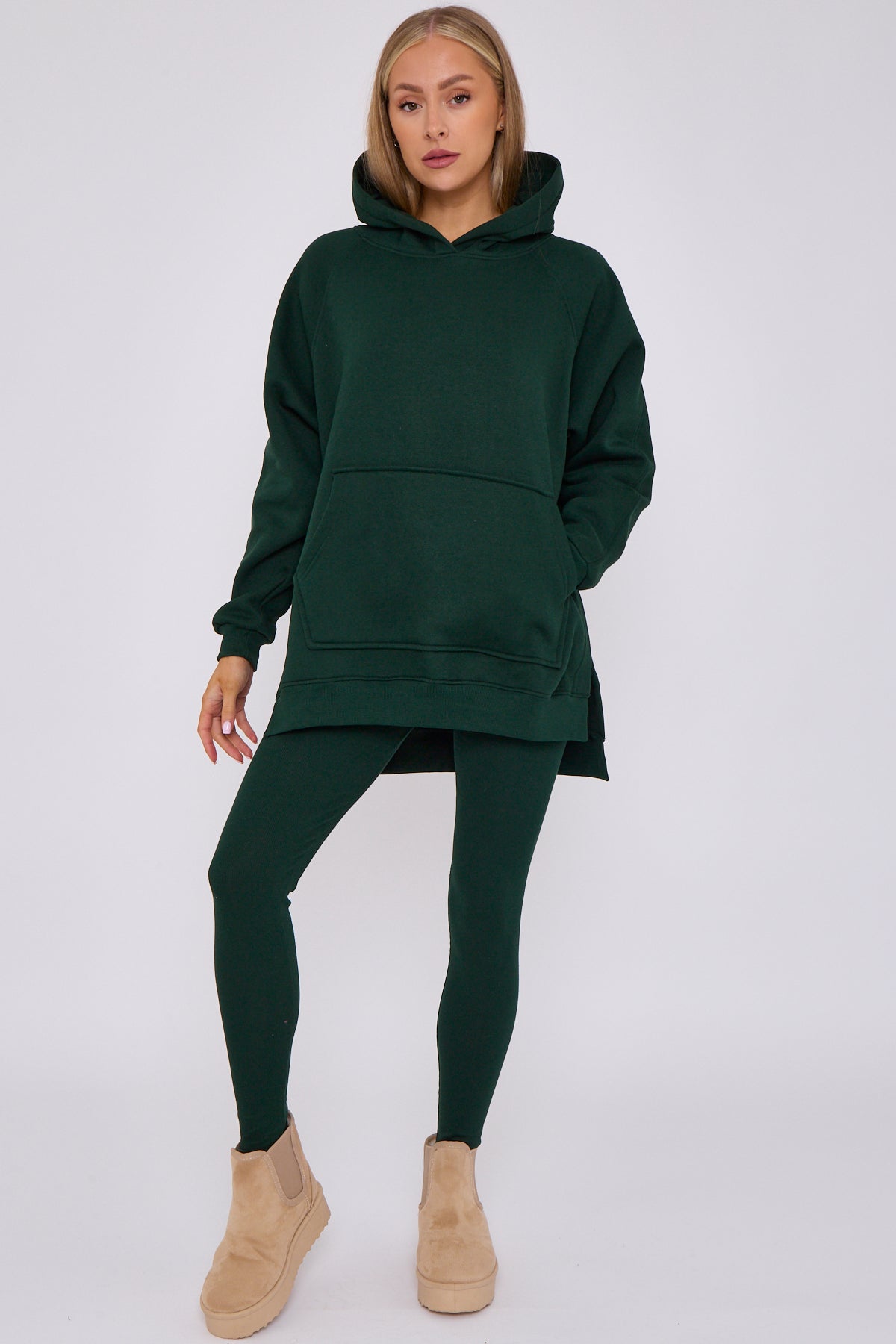 Oversized Split Sides Hoodie & Ribbed Leggings Co-ord