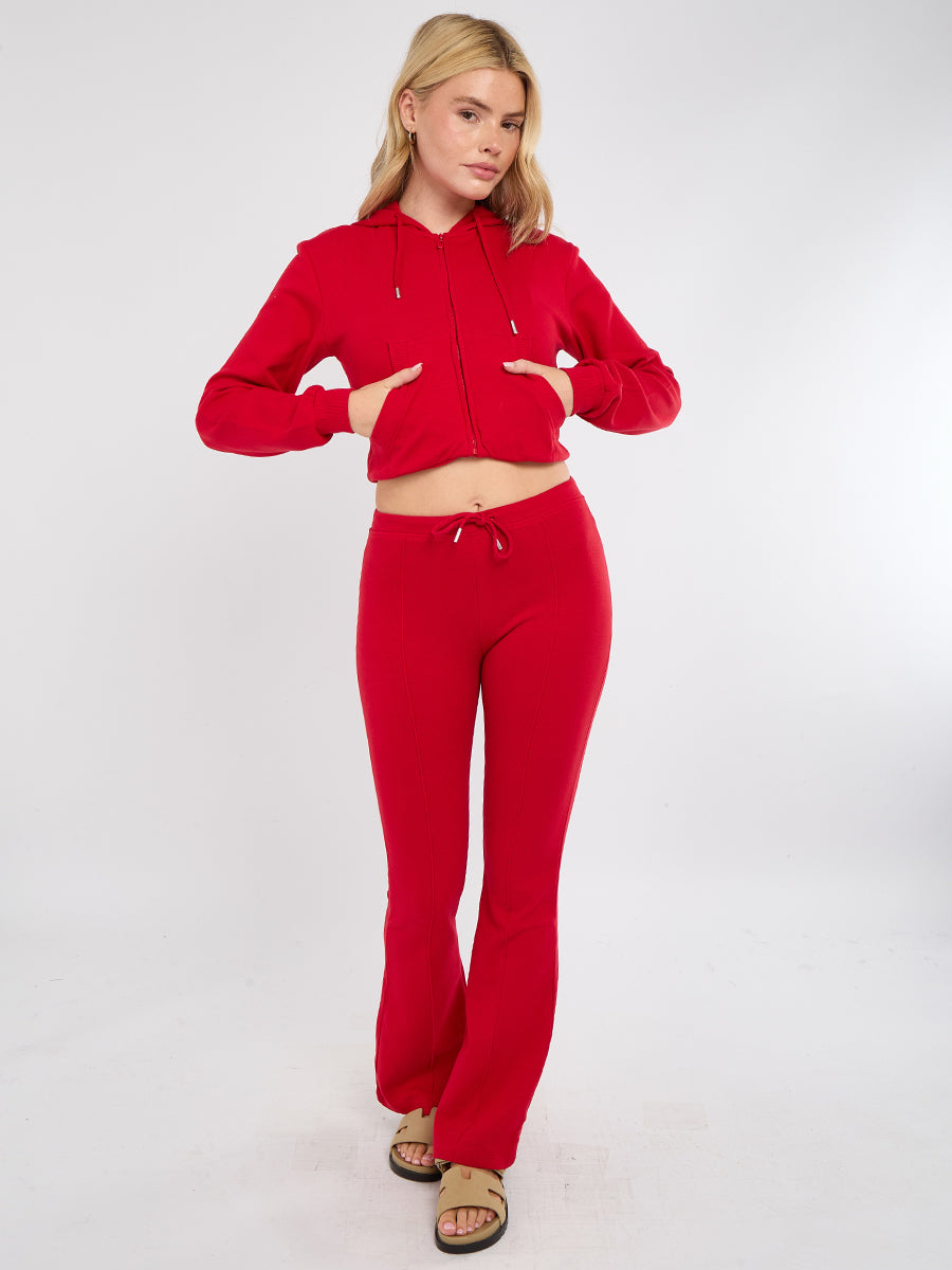 Interlock Cropped Zip Hoodie and Flared Trouser Set