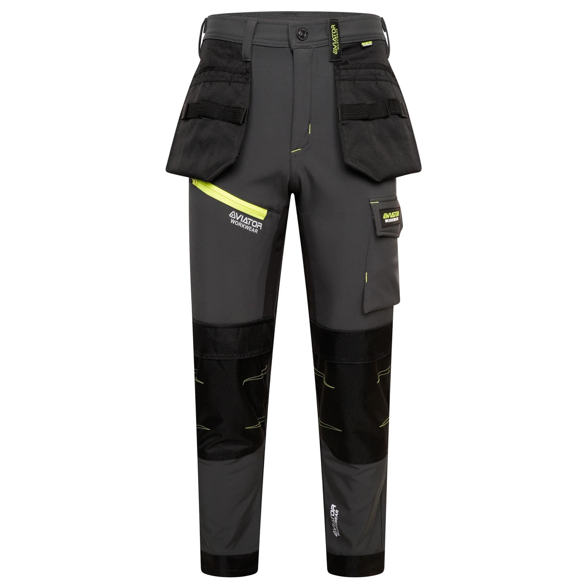 Mens Softshell Waterproof Cargo Workwear Trousers - Fleece Lined
