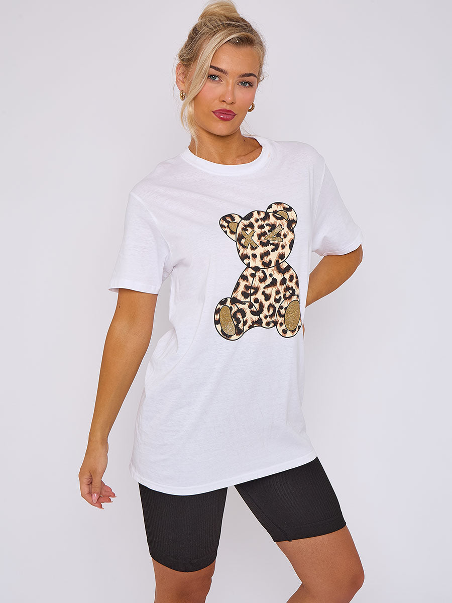 Leopard Print Teddy Graphic T-Shirt