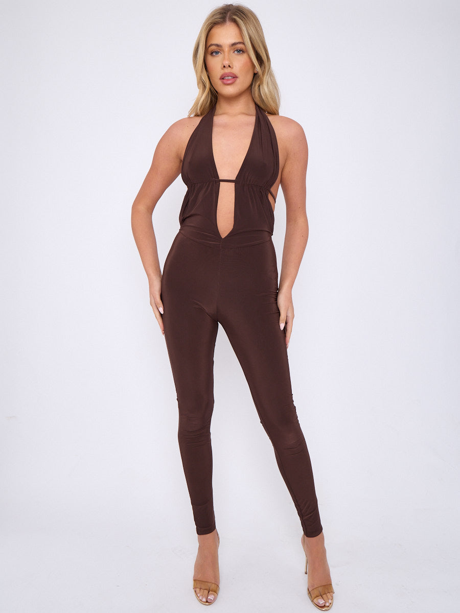 Scrunch Back Halter Jumpsuit