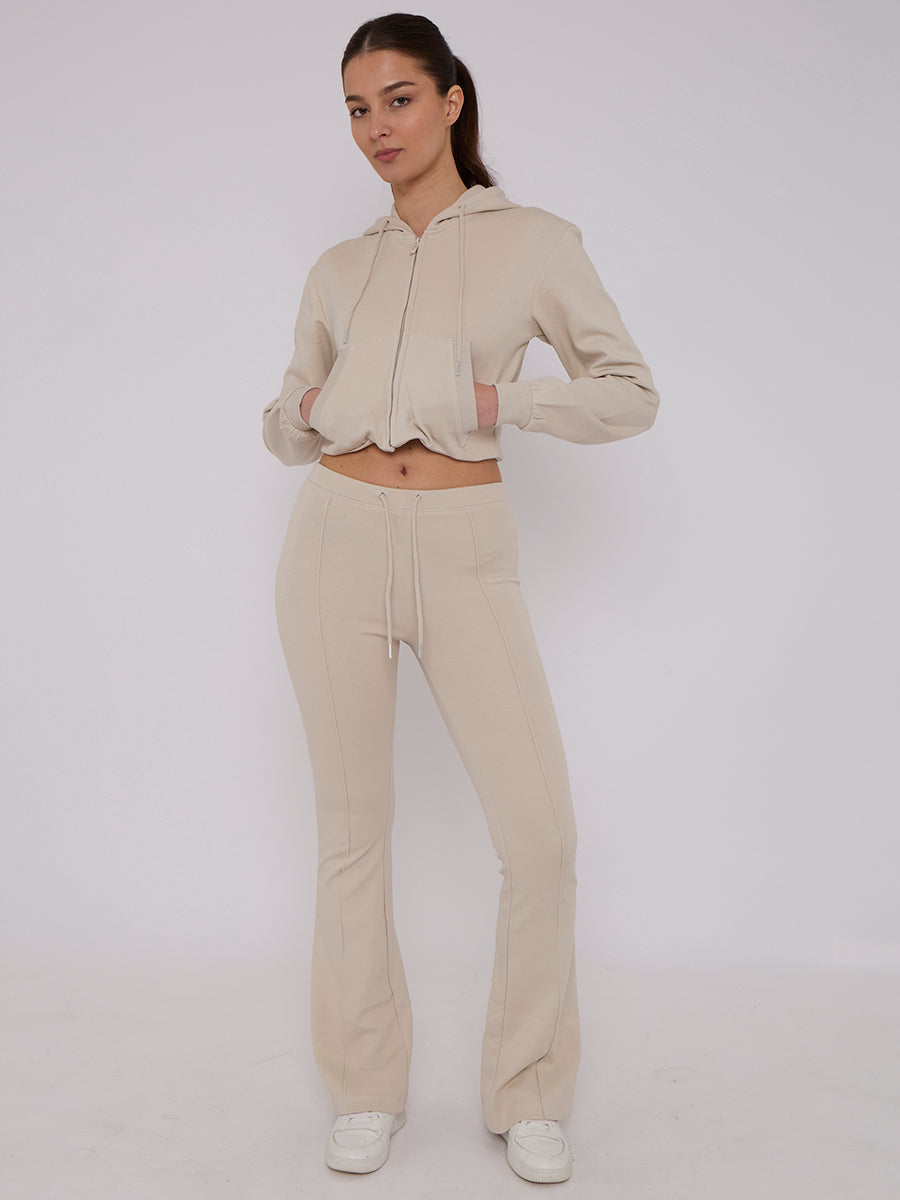 Interlock Cropped Zip Hoodie and Flared Trouser Set