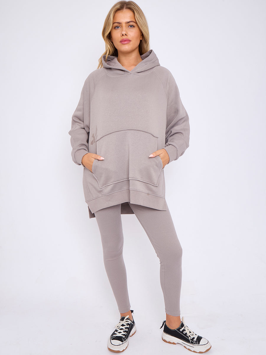Oversized Split Sides Hoodie & Ribbed Leggings Co-ord