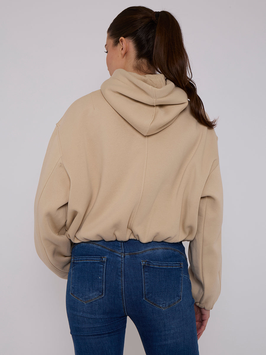 Bubble Hem Cropped Fleece Lined Jacket