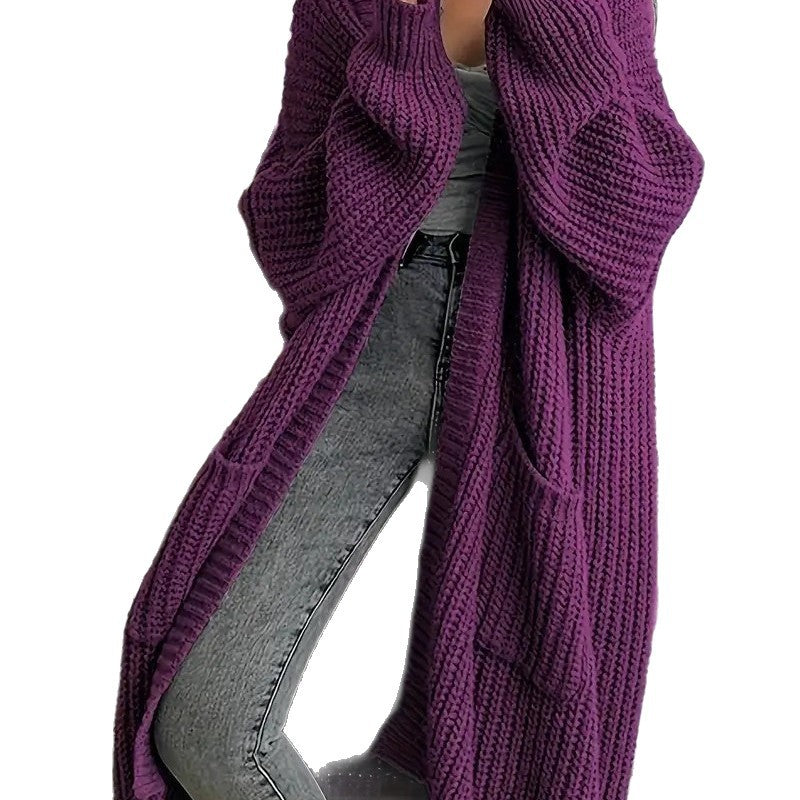 Overknee Sweater Coat Women's Loose Long-sleeved Knitted Cardigan