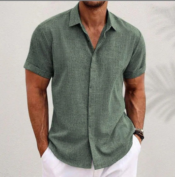 Men’s Business Casual Shirt with Lapel Collar – Smart Slim Short Sleeve