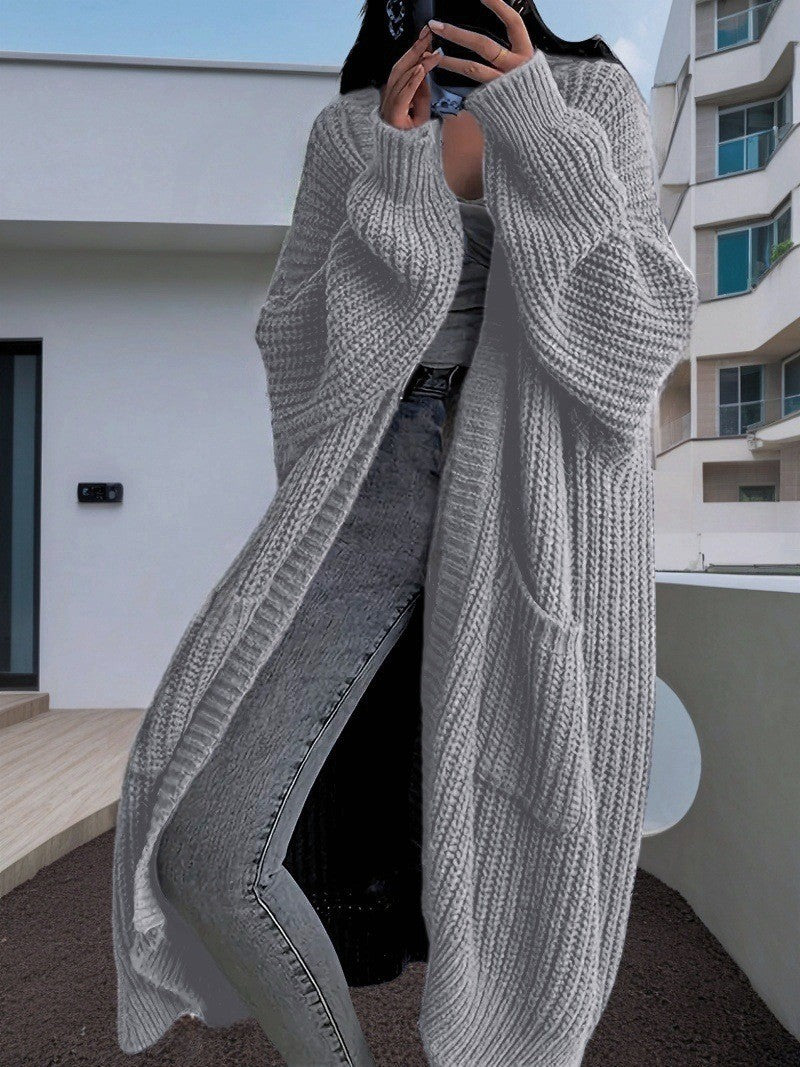 Overknee Sweater Coat Women's Loose Long-sleeved Knitted Cardigan