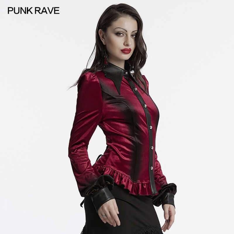 Punk Rave Fawn Gradient Printed Shirt in Red