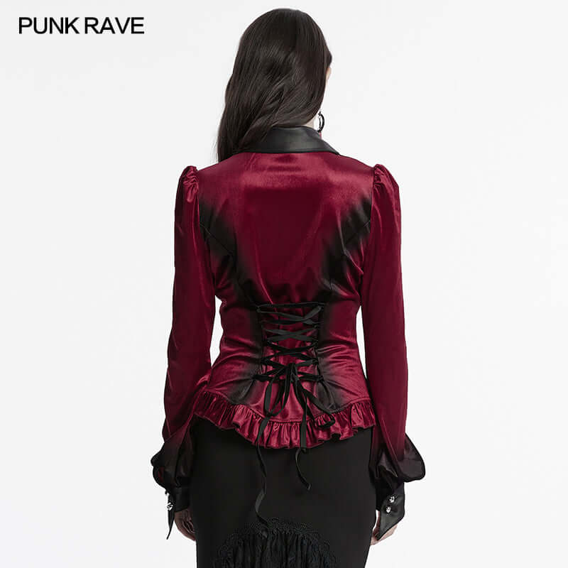 Punk Rave Fawn Gradient Printed Shirt in Red