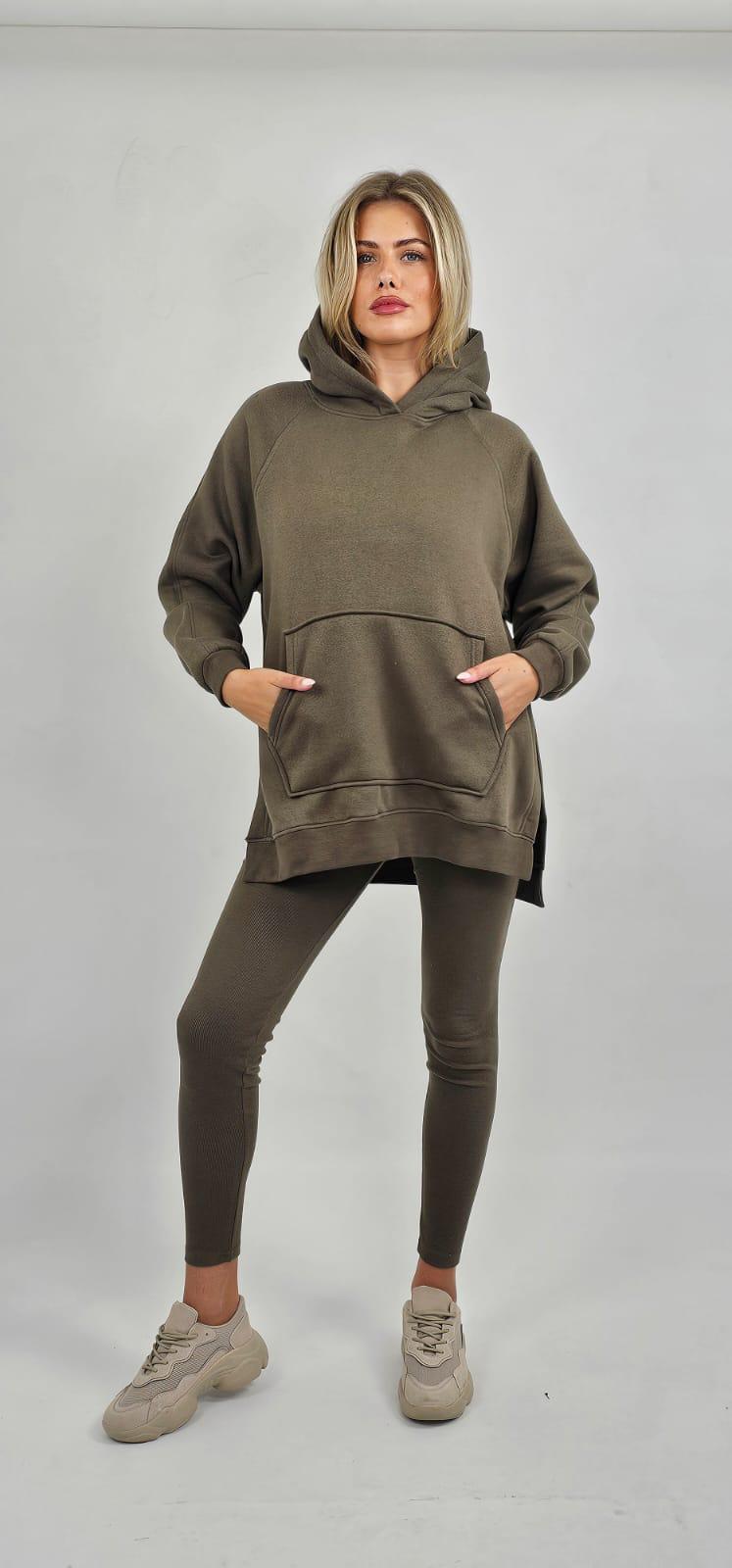 Oversized Split Sides Hoodie & Ribbed Leggings Co-ord