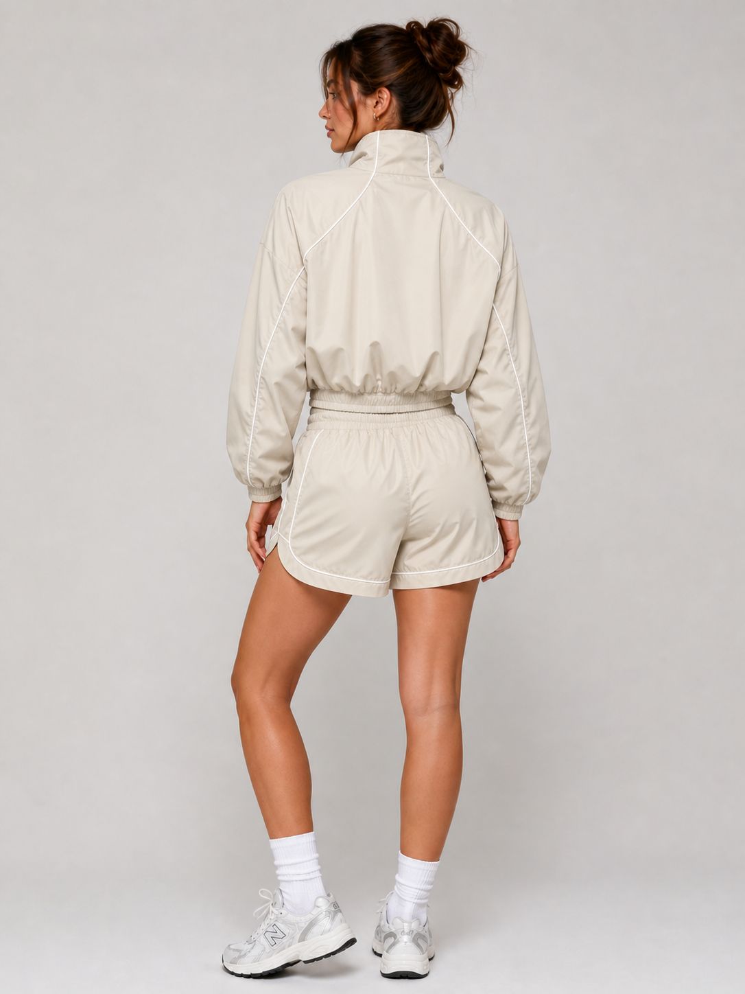 Long Sleeve Piping Shell Jacket & Shorts Co-Ord