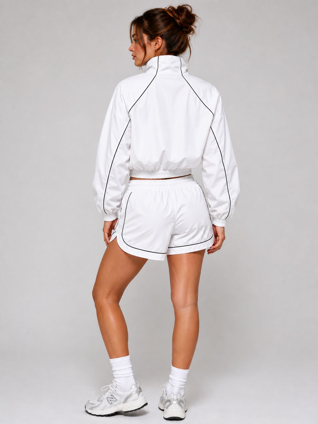 Long Sleeve Piping Shell Jacket & Shorts Co-Ord