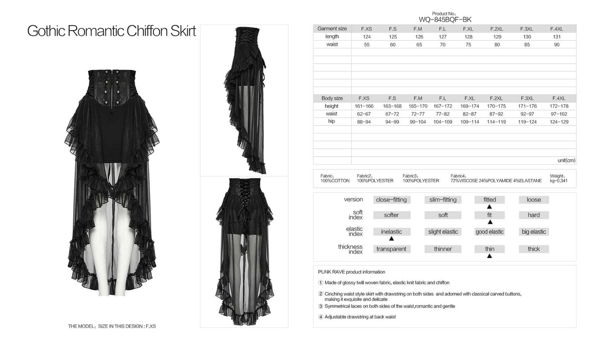 Punk Rave Dila Romantic Chiffon Skirt