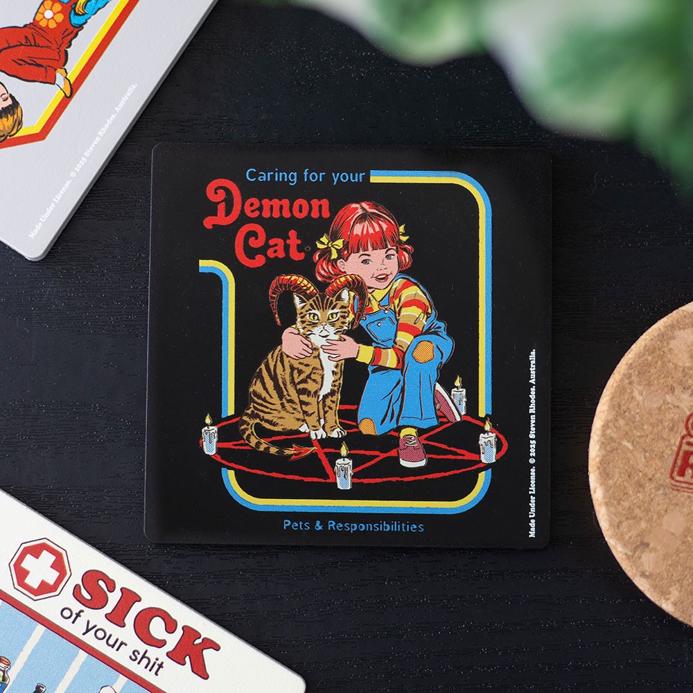 Gothic Gifts Demon Cat Coaster by Steven Rhodes