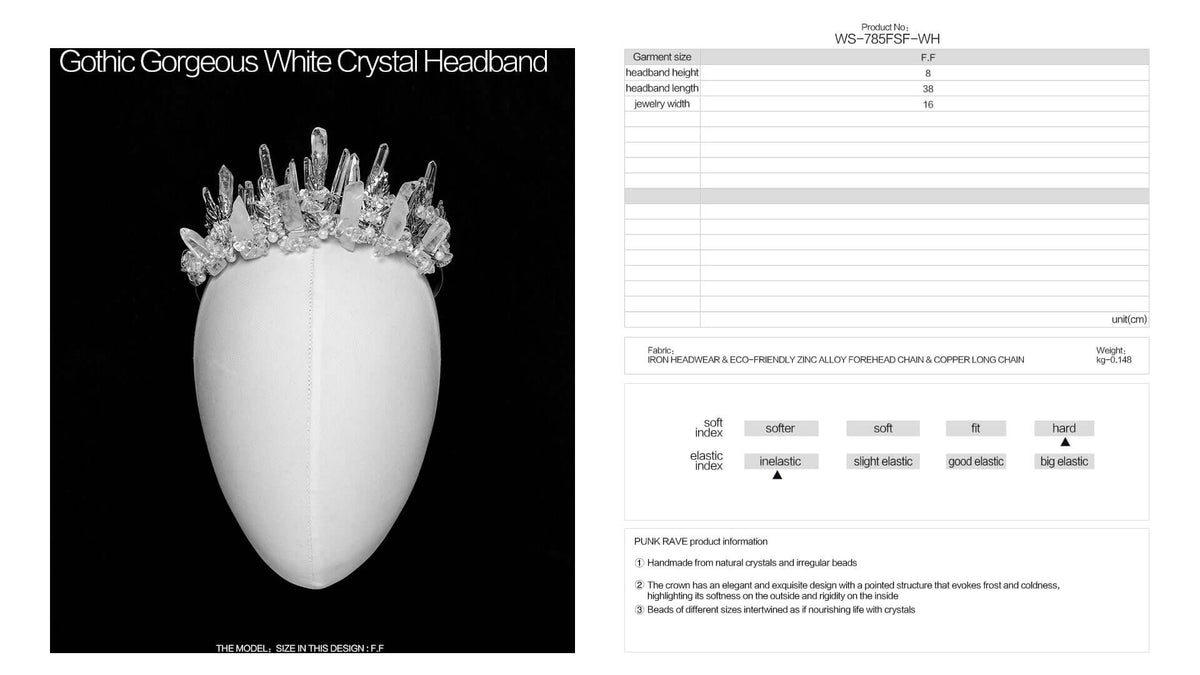 Punk Rave Gorgeous White Crystal Headband