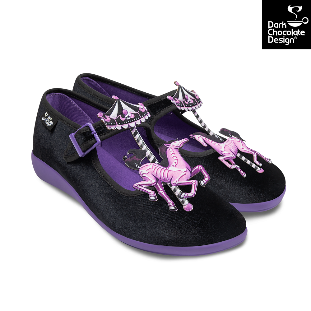 Chocolaticas® Spectral Ride - Gothic Carousel Mary Jane Flats - Size UK 8.5 Left Only!