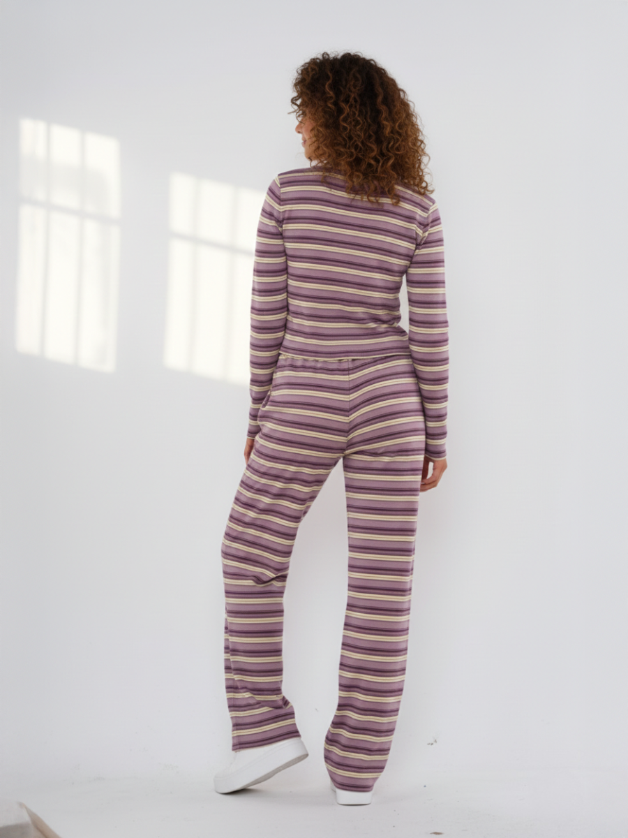 Multi Stripe Long Sleeve Top and Trouser Set