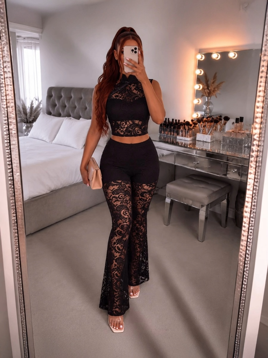 Lace High Neck Co-Ord Set