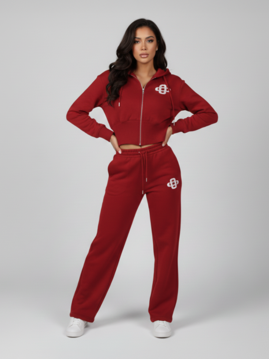 Cropped Hoodie and Jogger Fleece Co-Ord