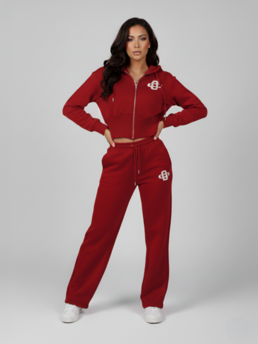 Cropped Hoodie and Jogger Fleece Co-Ord