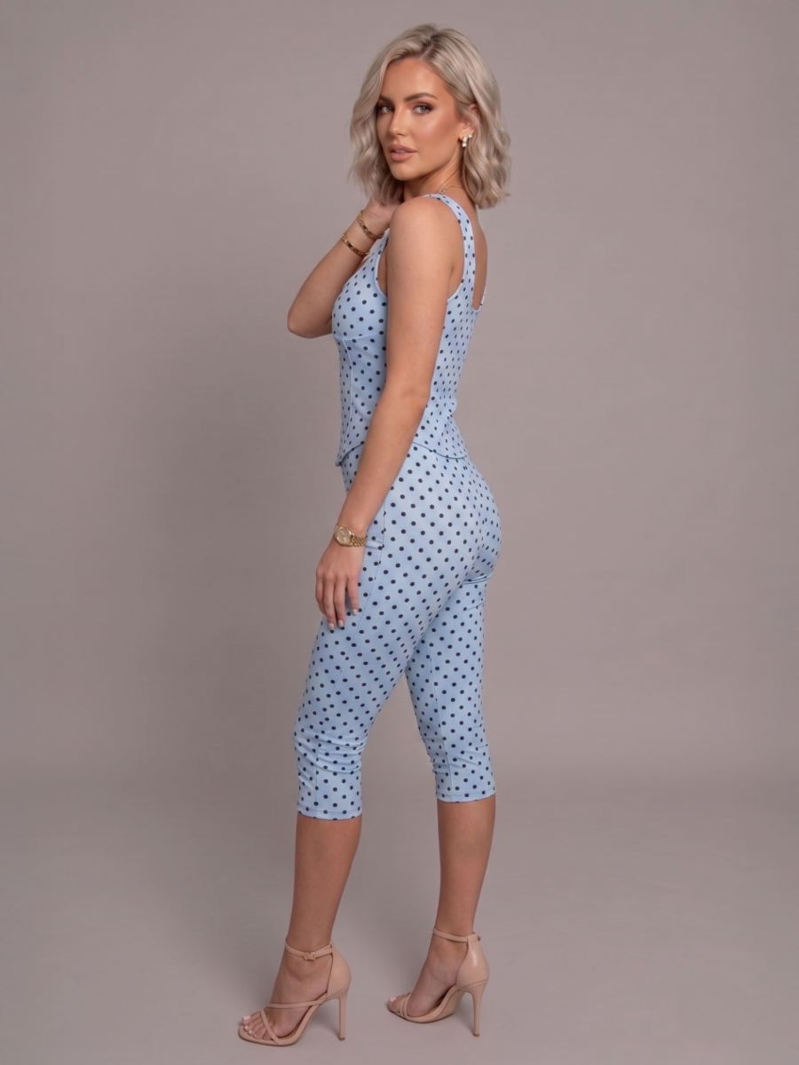 Polka Dot Sleeveless Top & High Waist 3/4 Co-Ord