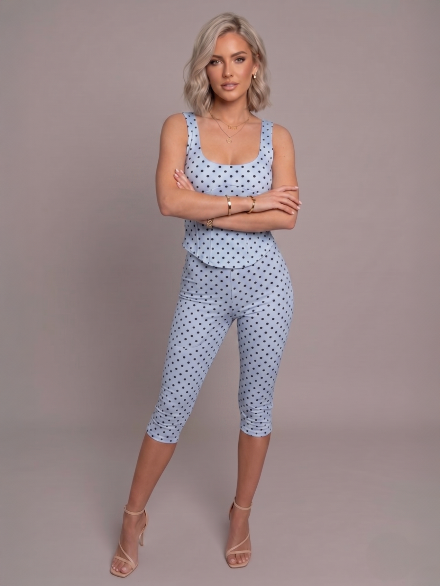 Polka Dot Sleeveless Top & High Waist 3/4 Co-Ord