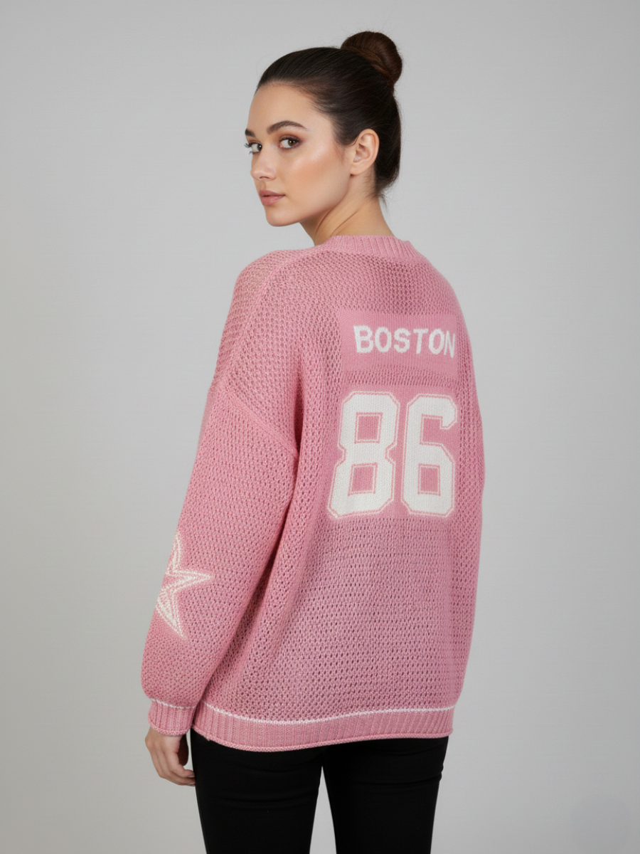 Fishnet Knitted V-Neck Jumper