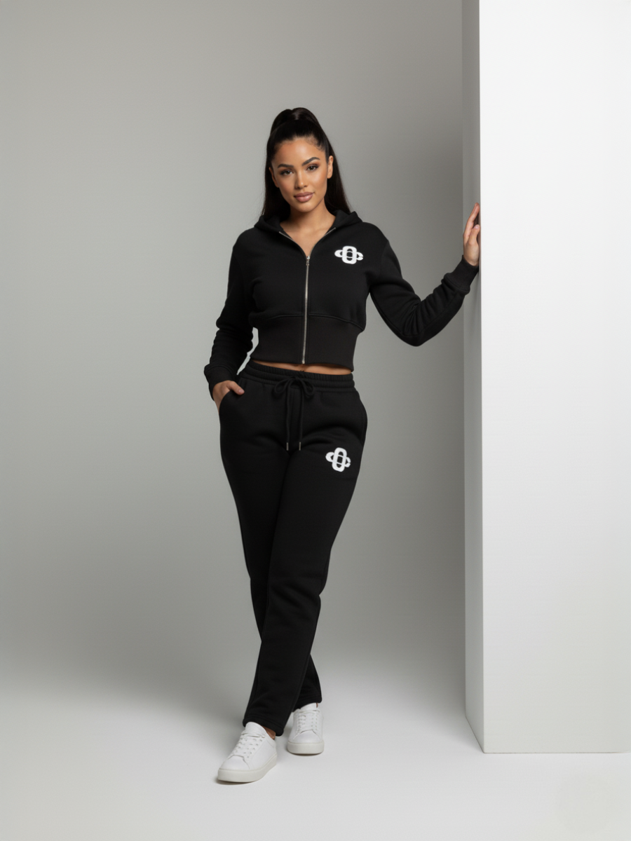 Cropped Hoodie and Jogger Fleece Co-Ord