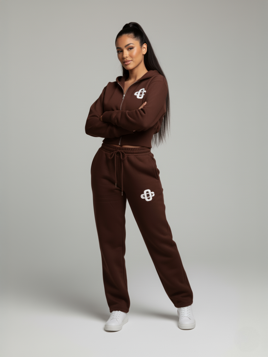 Cropped Hoodie and Jogger Fleece Co-Ord