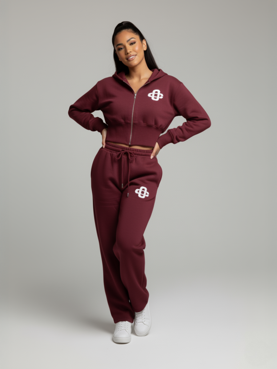 Cropped Hoodie and Jogger Fleece Co-Ord