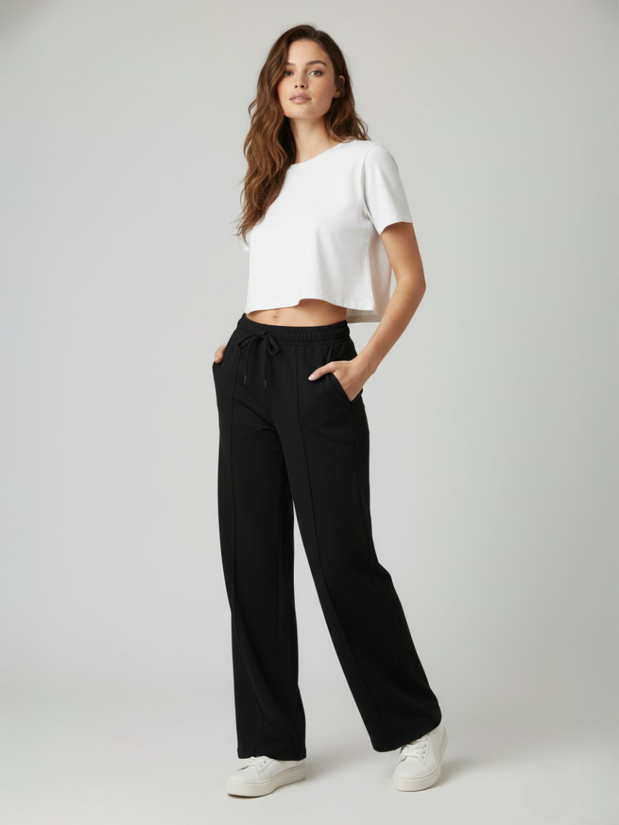 Loopback Seam Detail Wide Leg Jogger