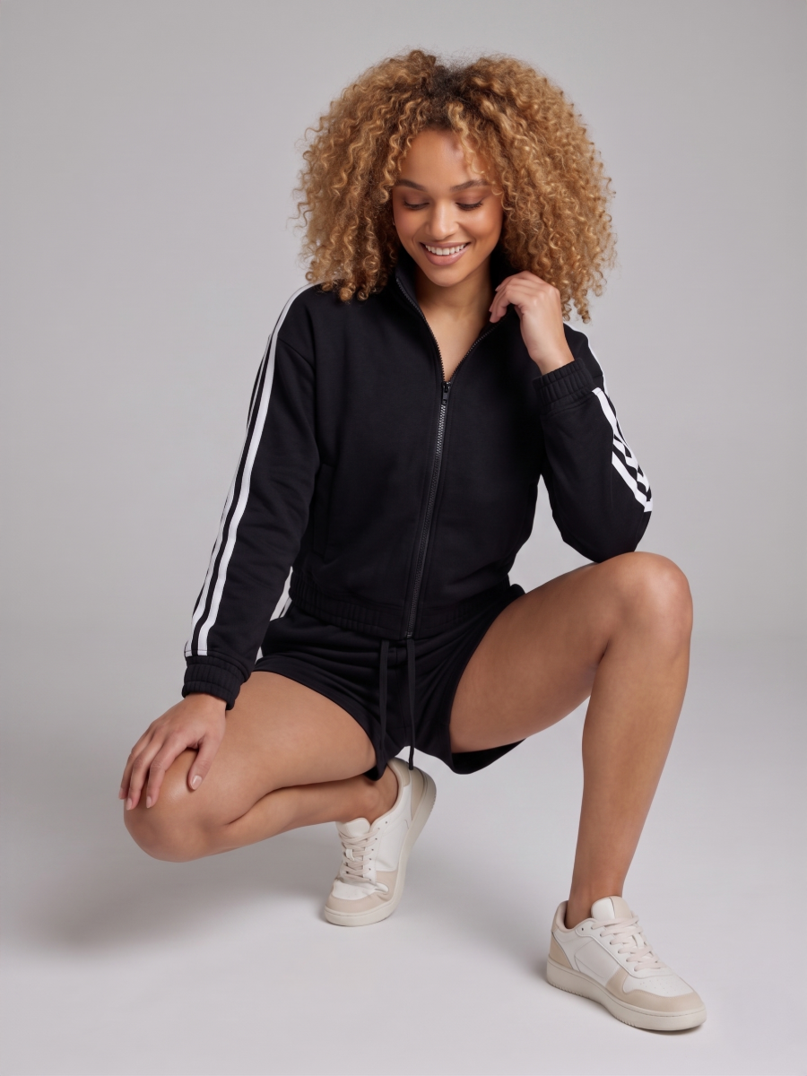 Stripe Detail Top & Shorts Fleece Co-ord
