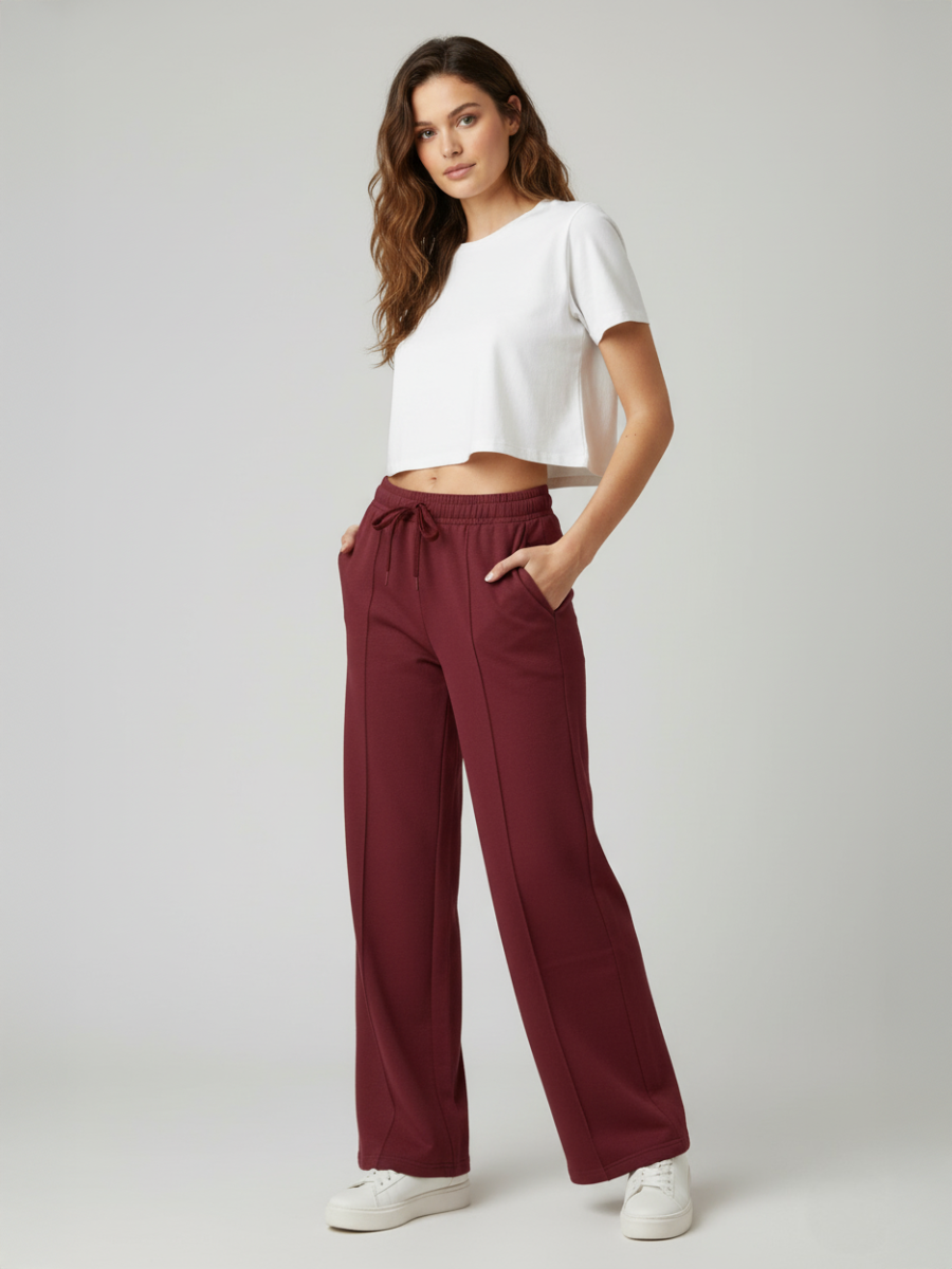 Loopback Seam Detail Wide Leg Jogger