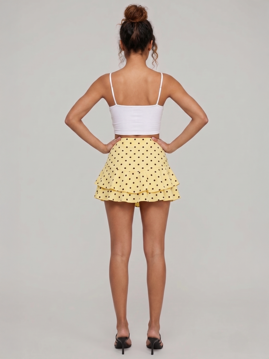 Polka Dot Multi Layer Frill Mini Skort