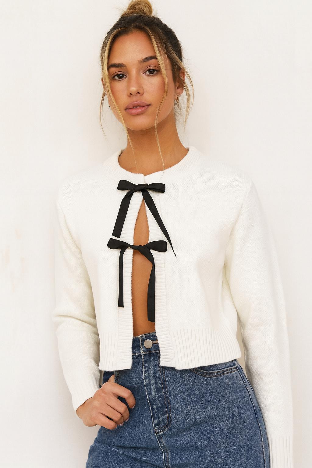 Knitted Lace Up Cardigan