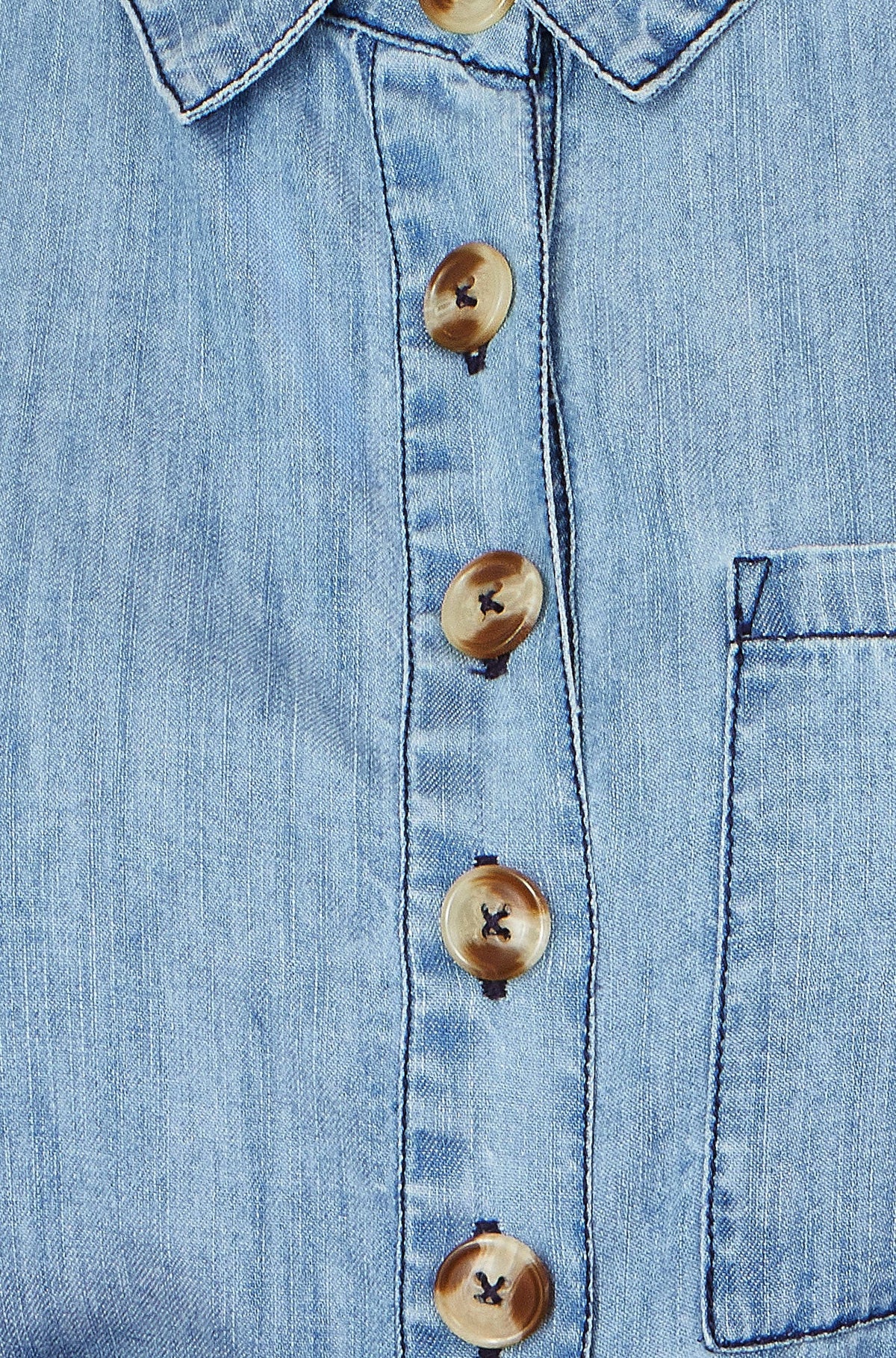Yumi Blue Chambray Light Denim Button Jumpsuit