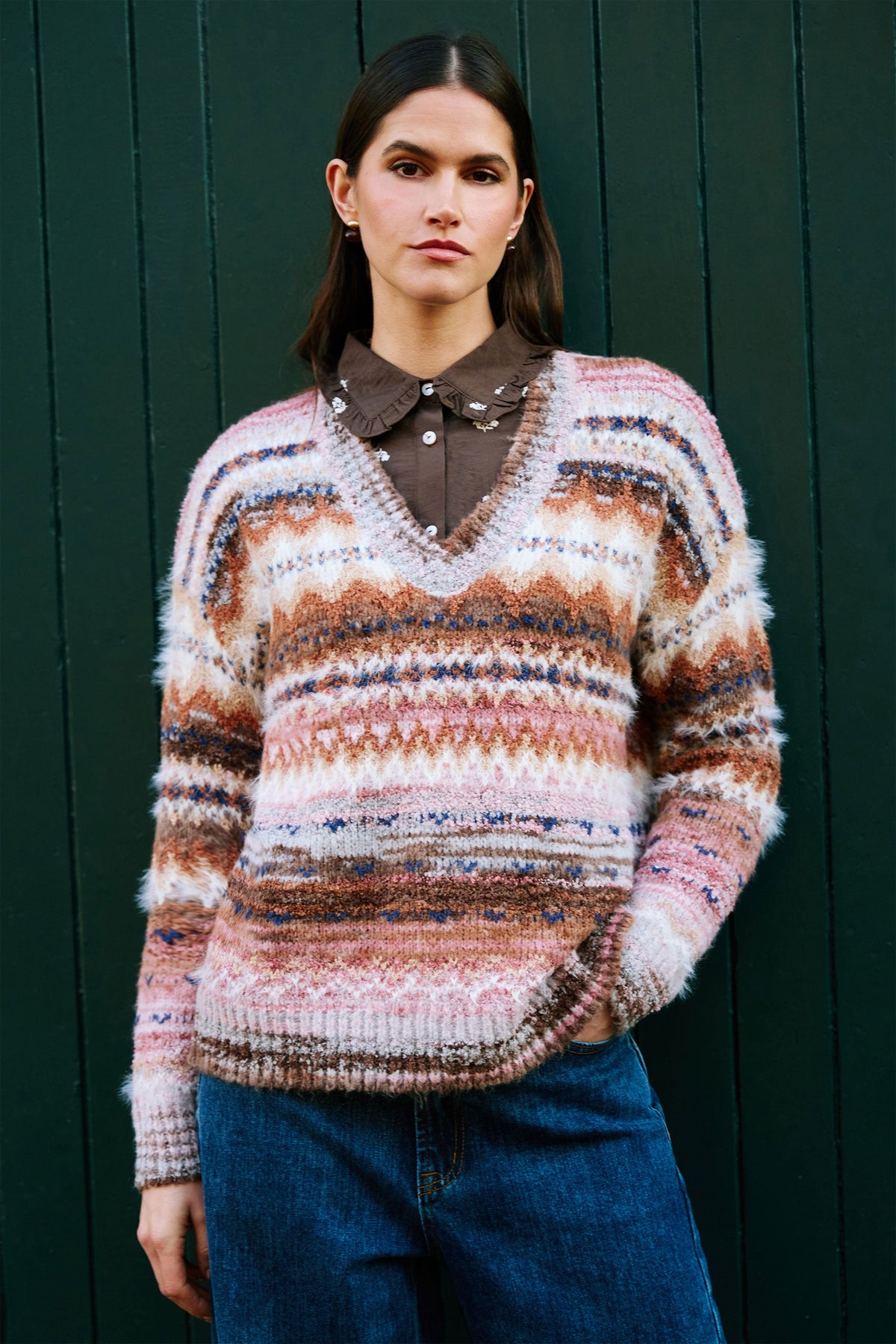 Yumi Multicolour Fairisle Relaxed Boucle Jumper