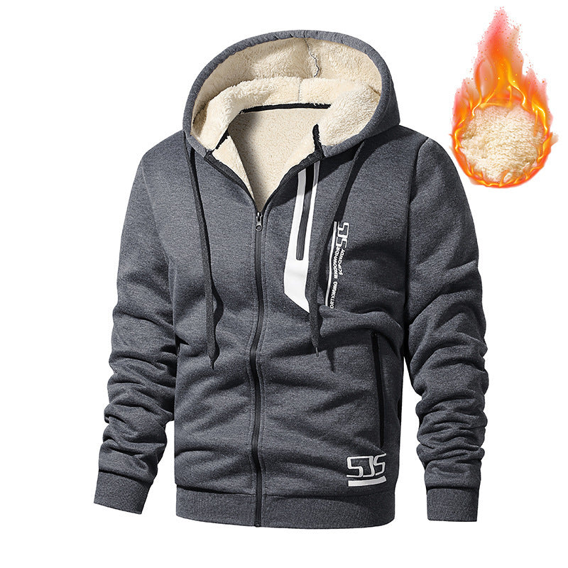 Men's Cashmere Fleece-Lined Thickened Hoodie Jacket