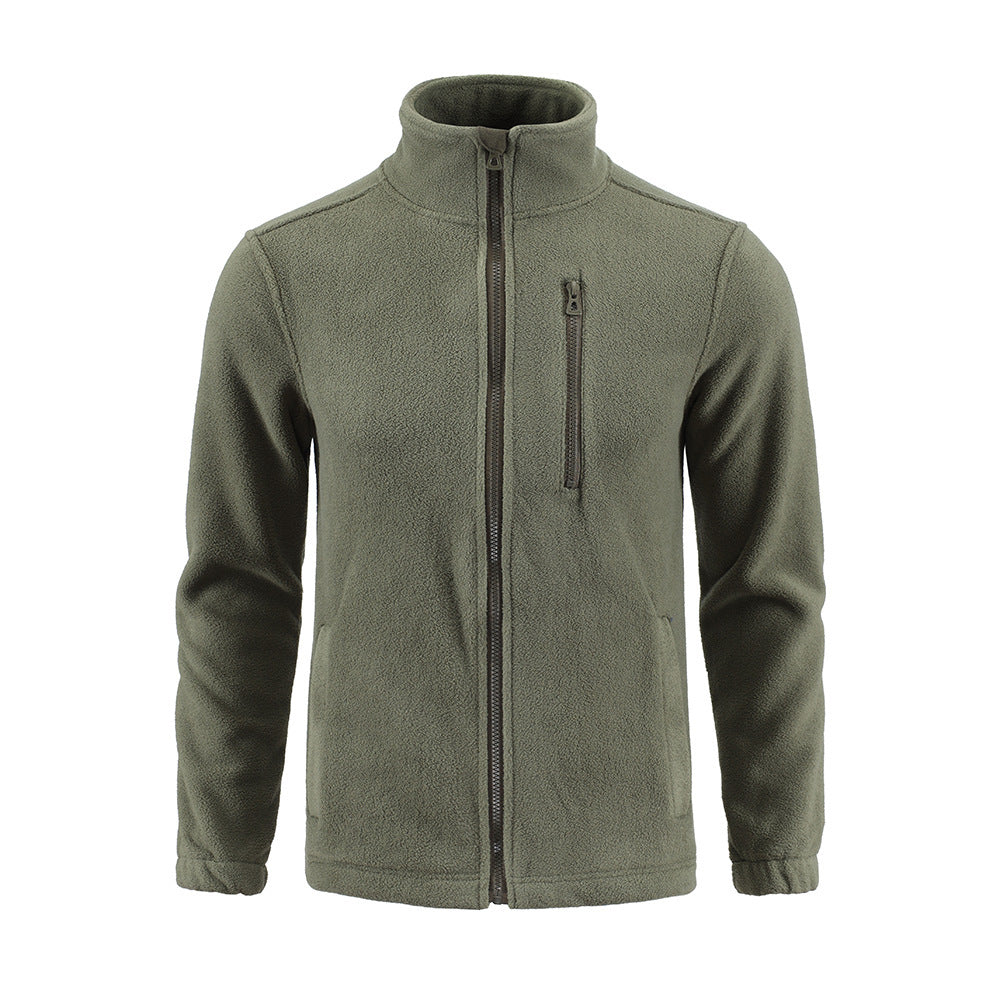 Men’s Camouflage Double-Sided Polar Fleece Cardigan – Warm Outdoor Jacket