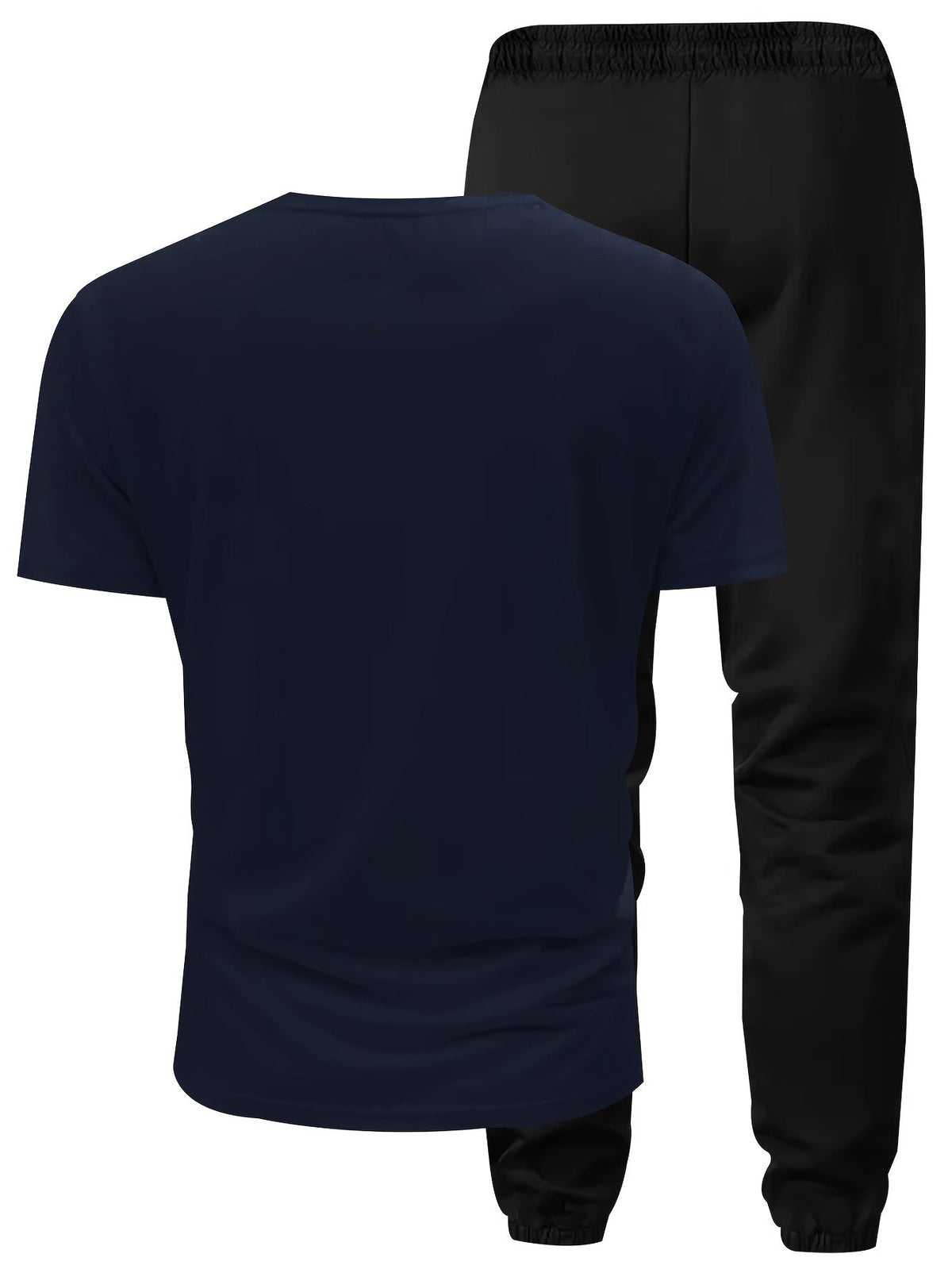 Men's Summer Casual Two-Piece Set, Men's Ghanian Print Short Sleeve T-Shirt with Comfortable Long Pants Fashion Outfit