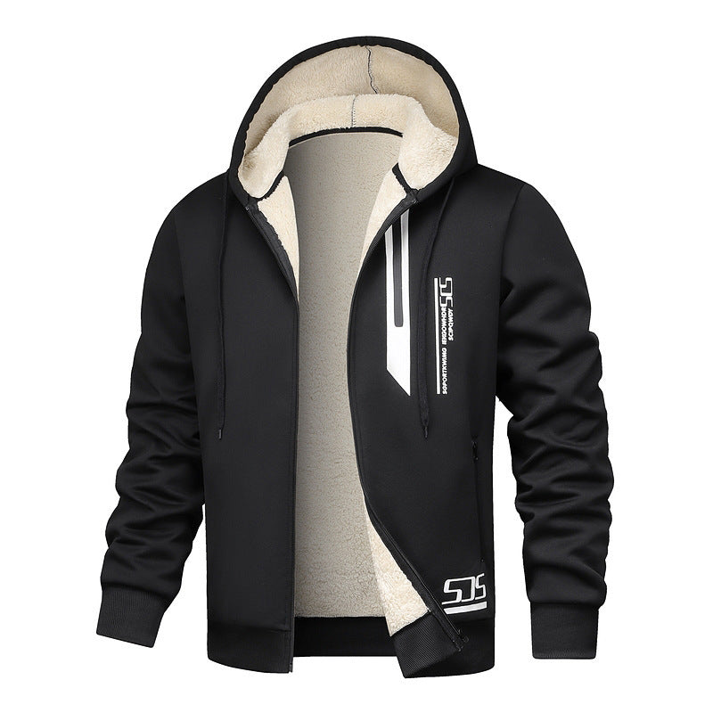 Men's Cashmere Fleece-Lined Thickened Hoodie Jacket