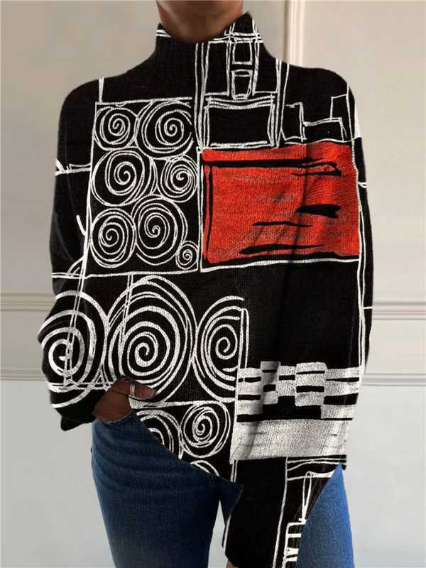 Women's Christmas Printed Turtleneck Sweater