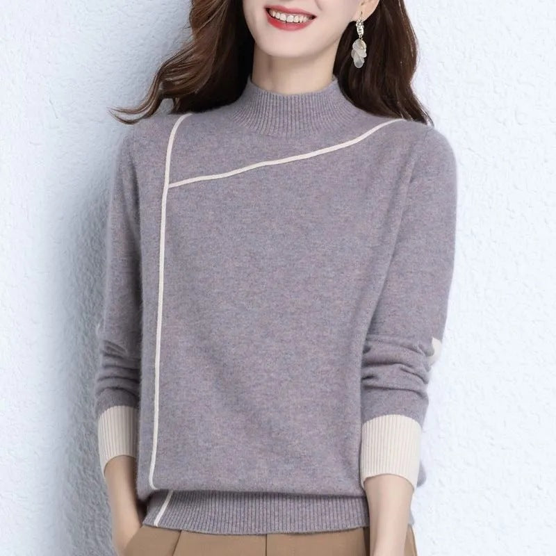 Women's Solid-Color Turtleneck Pullover Long-Sleeve Sweater