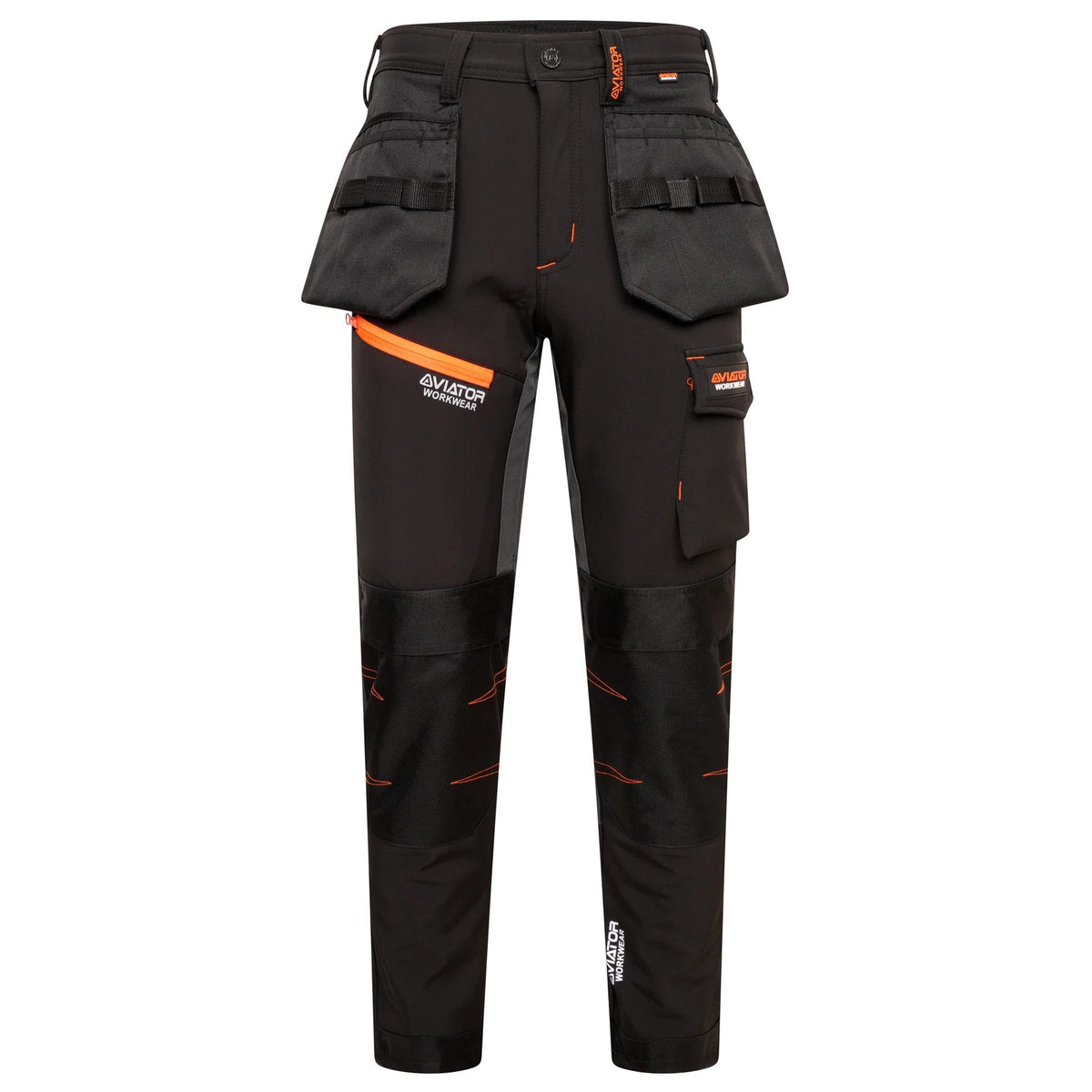 Mens Softshell Waterproof Cargo Workwear Trousers - Fleece Lined